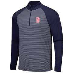 Boston Red Sox Levelwear Charter Striped Raglan Quarter-Zip Top - Navy