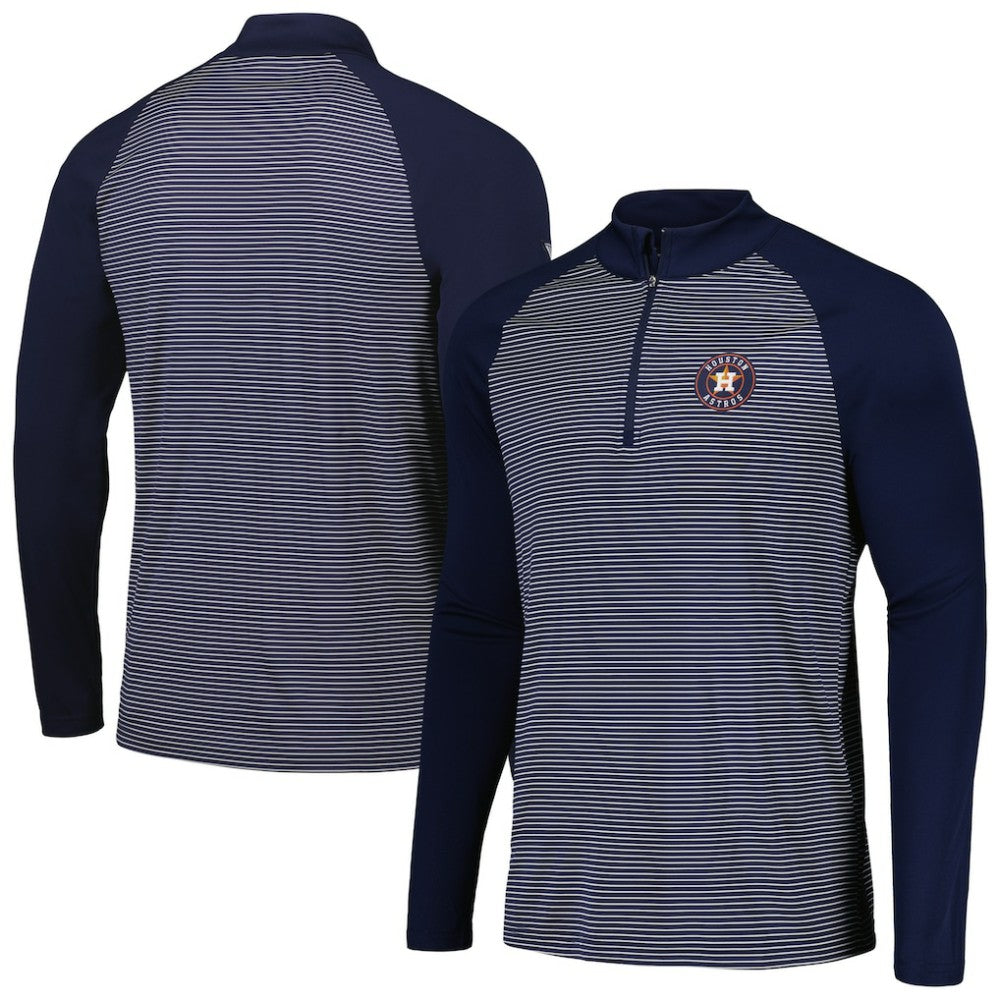 Houston Astros Levelwear Charter Striped Raglan Quarter-Zip Top - Navy
