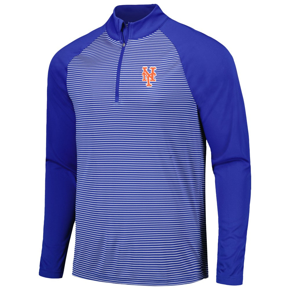 New York Mets Levelwear Charter Striped Raglan Quarter-Zip Top - Royal