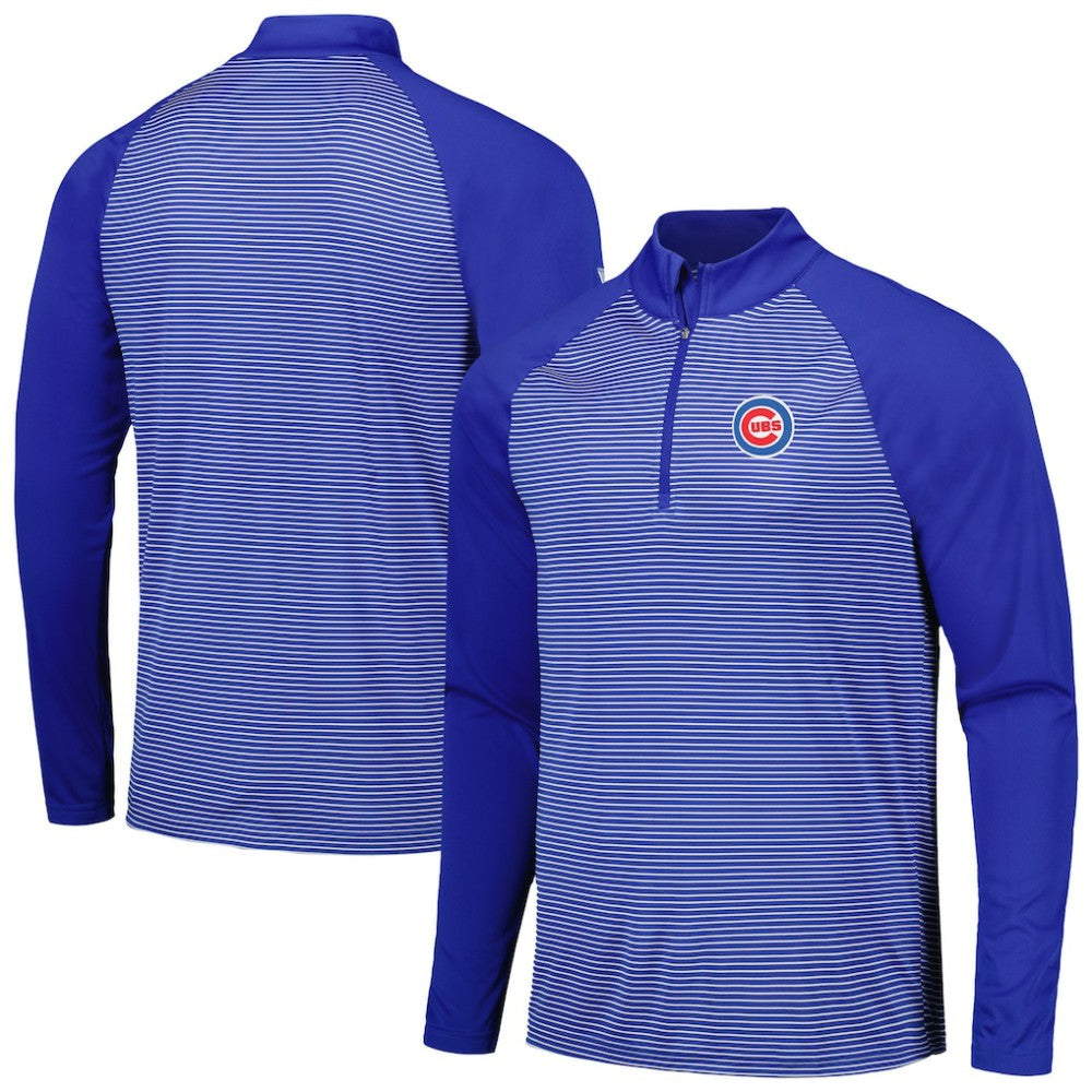 Chicago Cubs Levelwear Charter Striped Raglan Quarter-Zip Top - Royal