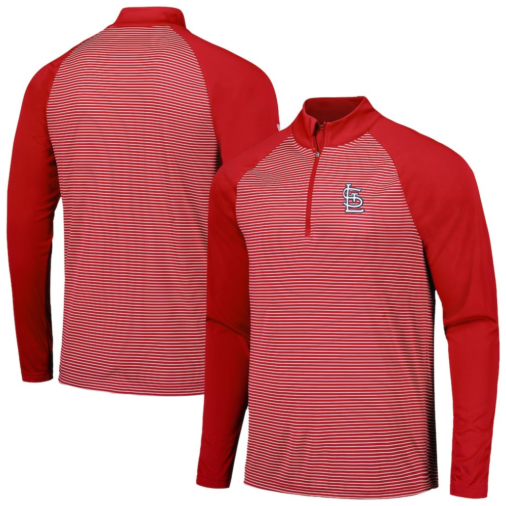 St. Louis Cardinals Levelwear Charter Striped Raglan Quarter-Zip Top - Red