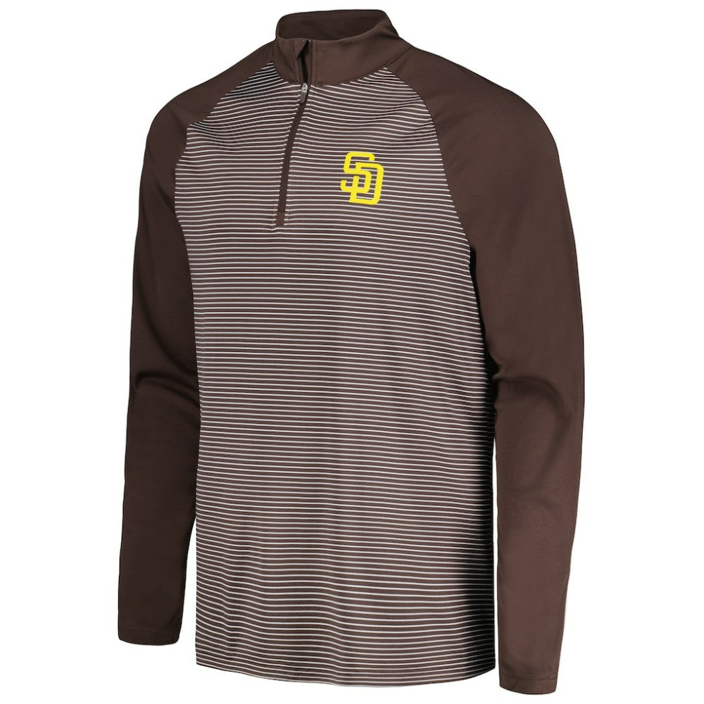 San Diego Padres Levelwear Charter Striped Raglan Quarter-Zip Top - Brown