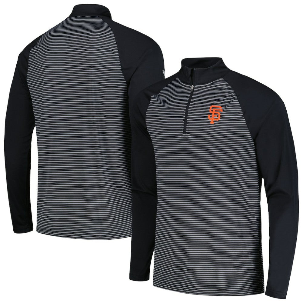 San Francisco Giants Levelwear Charter Striped Raglan Quarter-Zip Top - Black