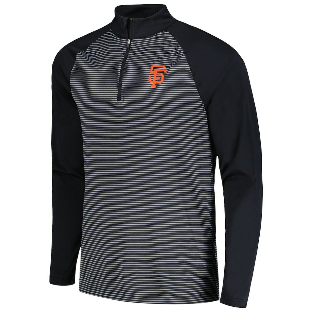San Francisco Giants Levelwear Charter Striped Raglan Quarter-Zip Top - Black