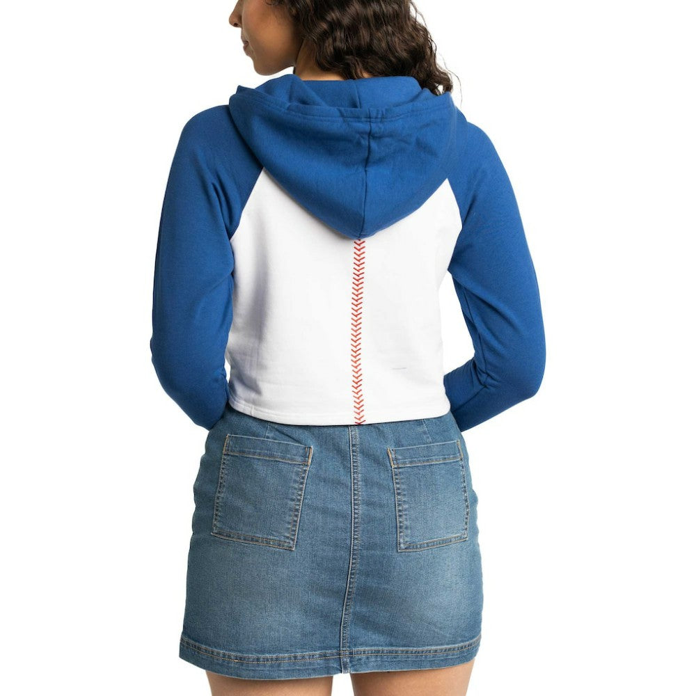 Los Angeles Dodgers Lusso Women's Jane Raglan Quarter-Zip Tri-Blend Cropped Pullover Hoodie - White