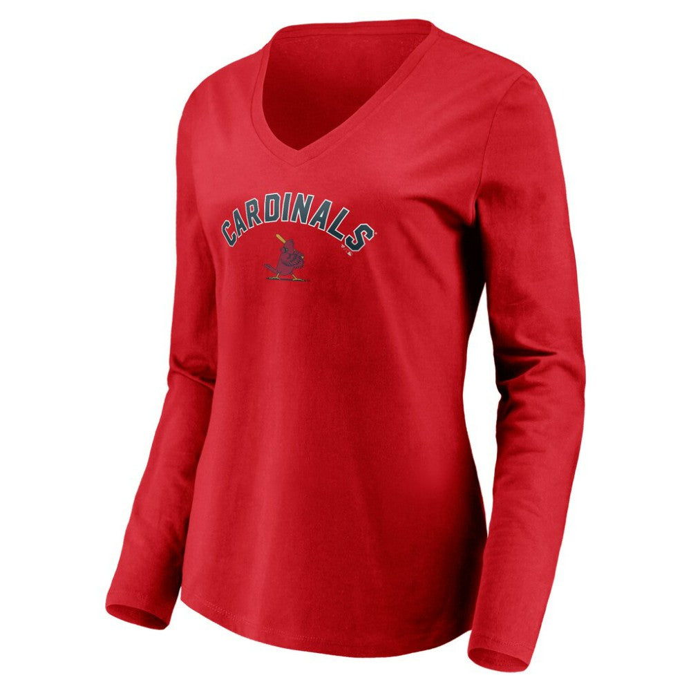 St. Louis Cardinals Women's Cooperstown Collection Personalized Winning Streak Long Sleeve V-Neck T-Shirt - Red