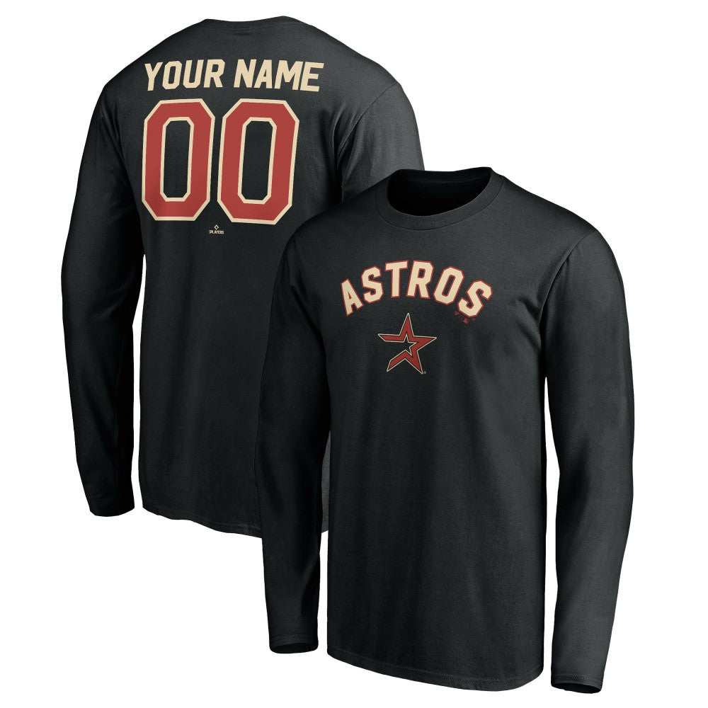 Houston Astros Personalized Cooperstown Collection Alternate Winning Streak Long Sleeve T-Shirt - Black