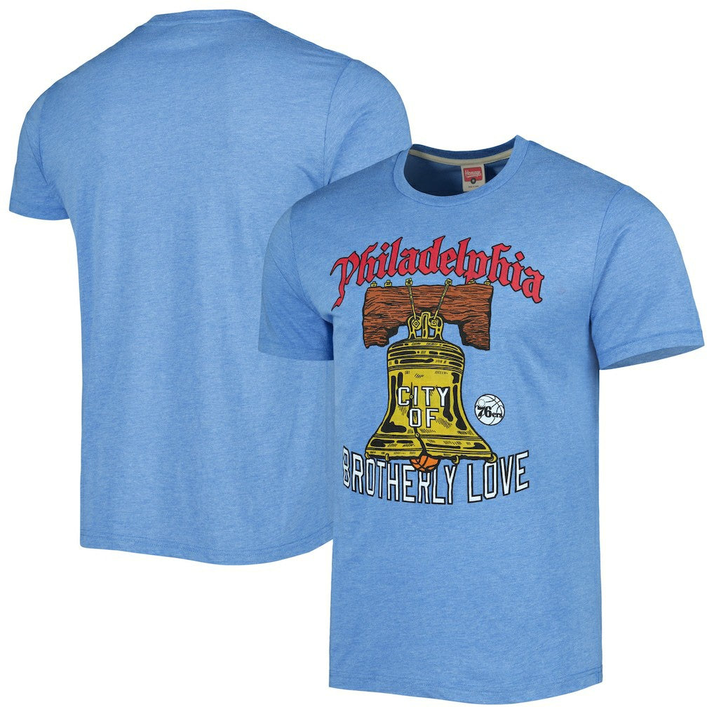 Philadelphia 76ers Homage Unisex Hometown Hyper Local Tri-Blend T-Shirt - Light Blue online