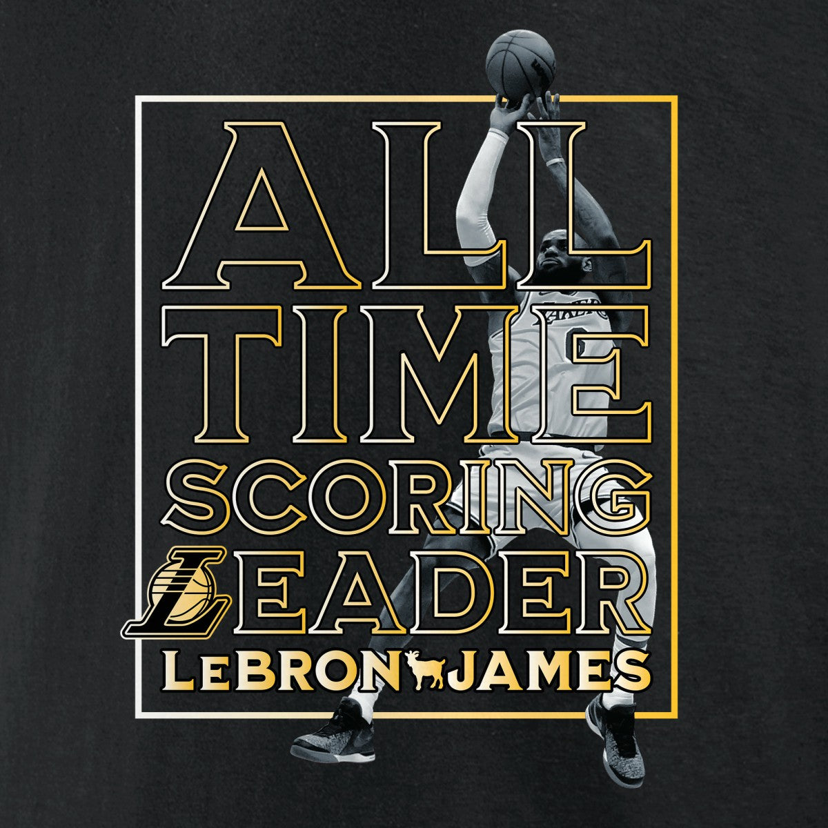 LeBron James Los Angeles Lakers - NBA All-Time Scoring Record T-Shirt - Black sale