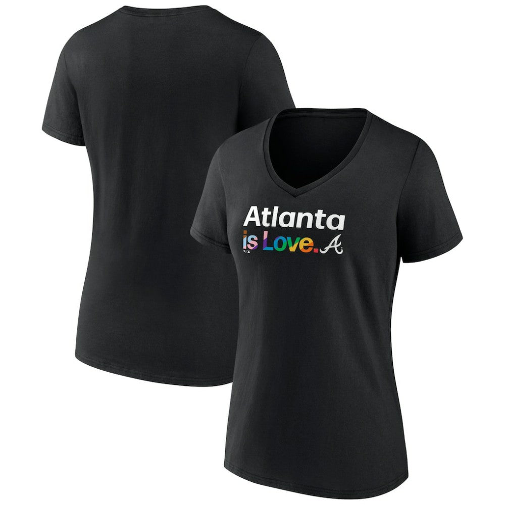 Atlanta Braves Women's City Pride V-Neck T-Shirt - Black