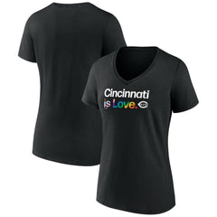 Cincinnati Reds Women's City Pride V-Neck T-Shirt - Black