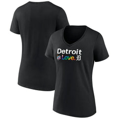 Detroit Tigers Women's City Pride V-Neck T-Shirt - Black