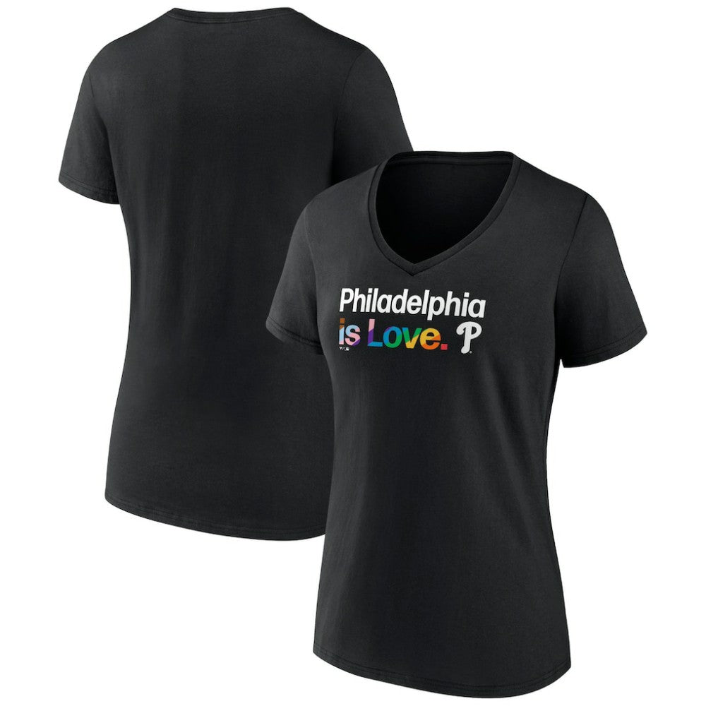 Philadelphia Phillies Women's City Pride V-Neck T-Shirt - Black