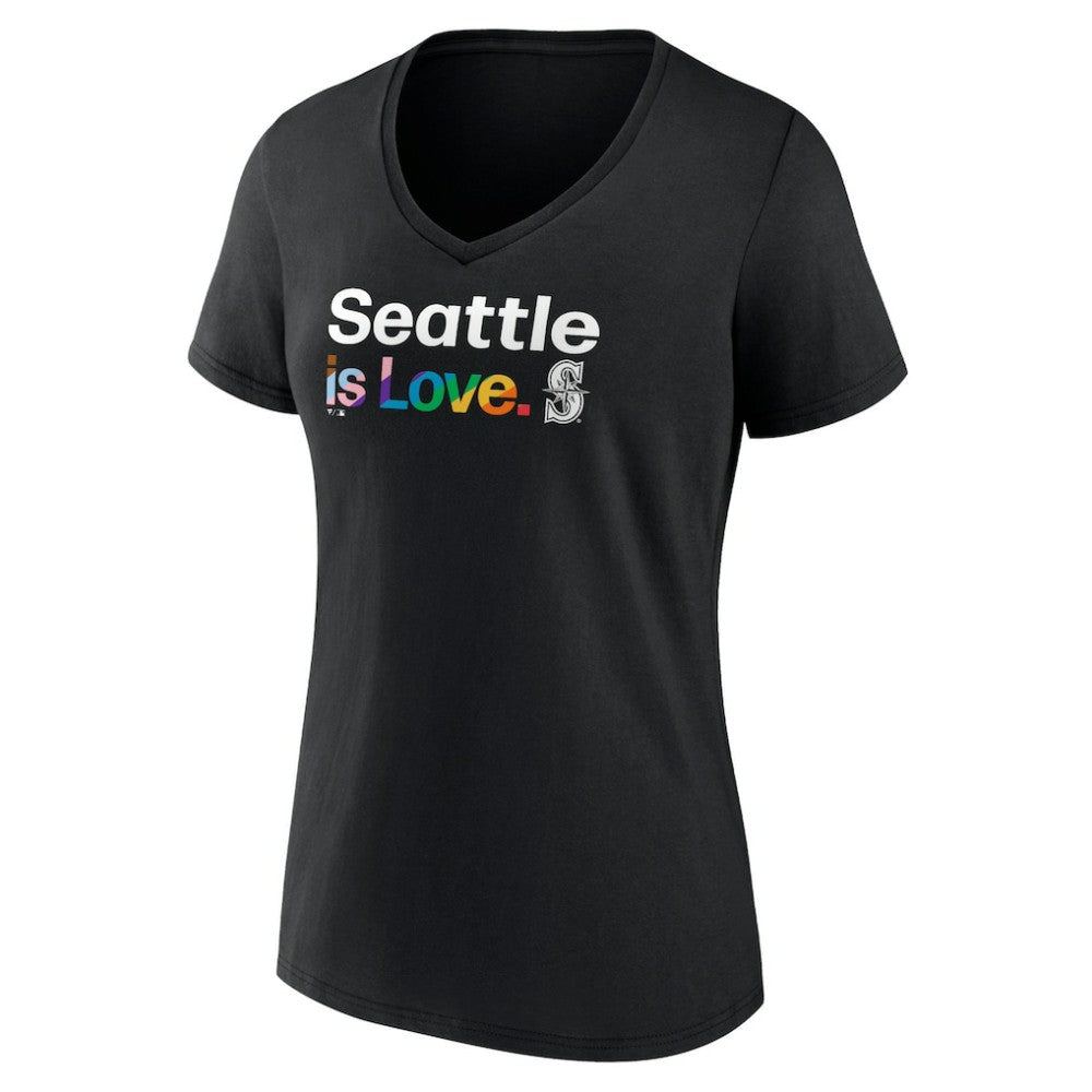 Seattle Mariners Women's City Pride V-Neck T-Shirt - Black