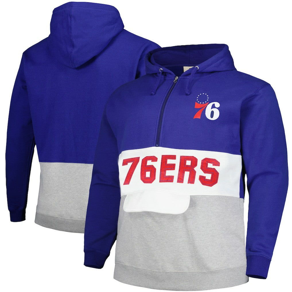 Philadelphia 76ers Big & Tall Anorak Half-Zip Hoodie - Royal | Fanatics for sale