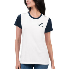 Atlanta Braves G-III 4Her by Carl Banks Women's Illustration Ringer T-Shirt - White