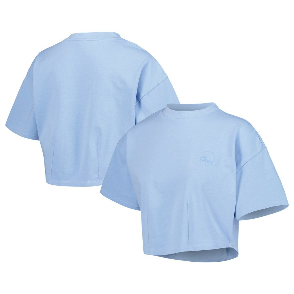 Golden State Warriors Lusso Women's Nola Faded Tonal Cropped T-Shirt sale - Light Blue discount