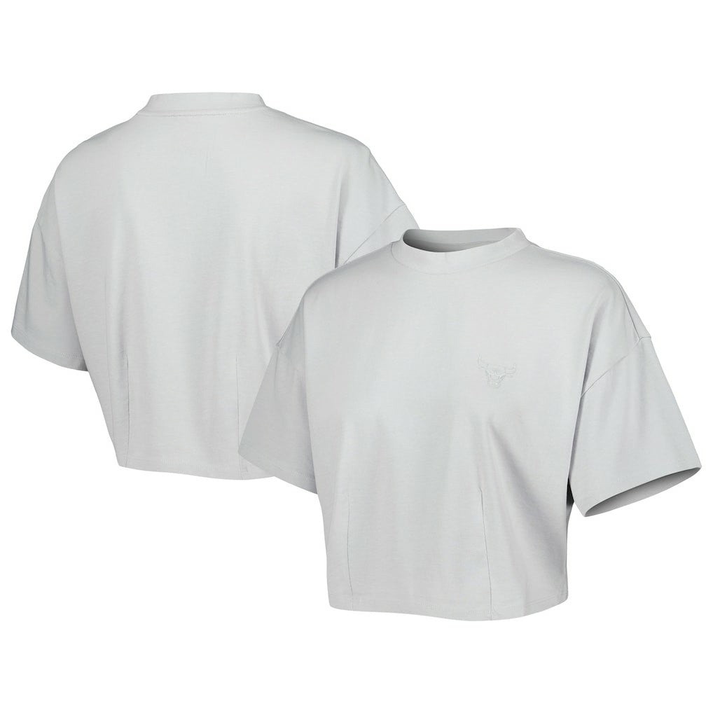 Chicago Bulls Lusso Women's Nola Faded Tonal Cropped T-Shirt sale - Gray online