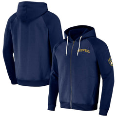 Milwaukee Brewers Darius Rucker Collection Raglan Full-Zip Hoodie - Navy