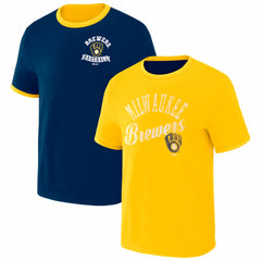 Milwaukee Brewers Darius Rucker Collection Two-Way Ringer Reversible T-Shirt - Navy/Gold