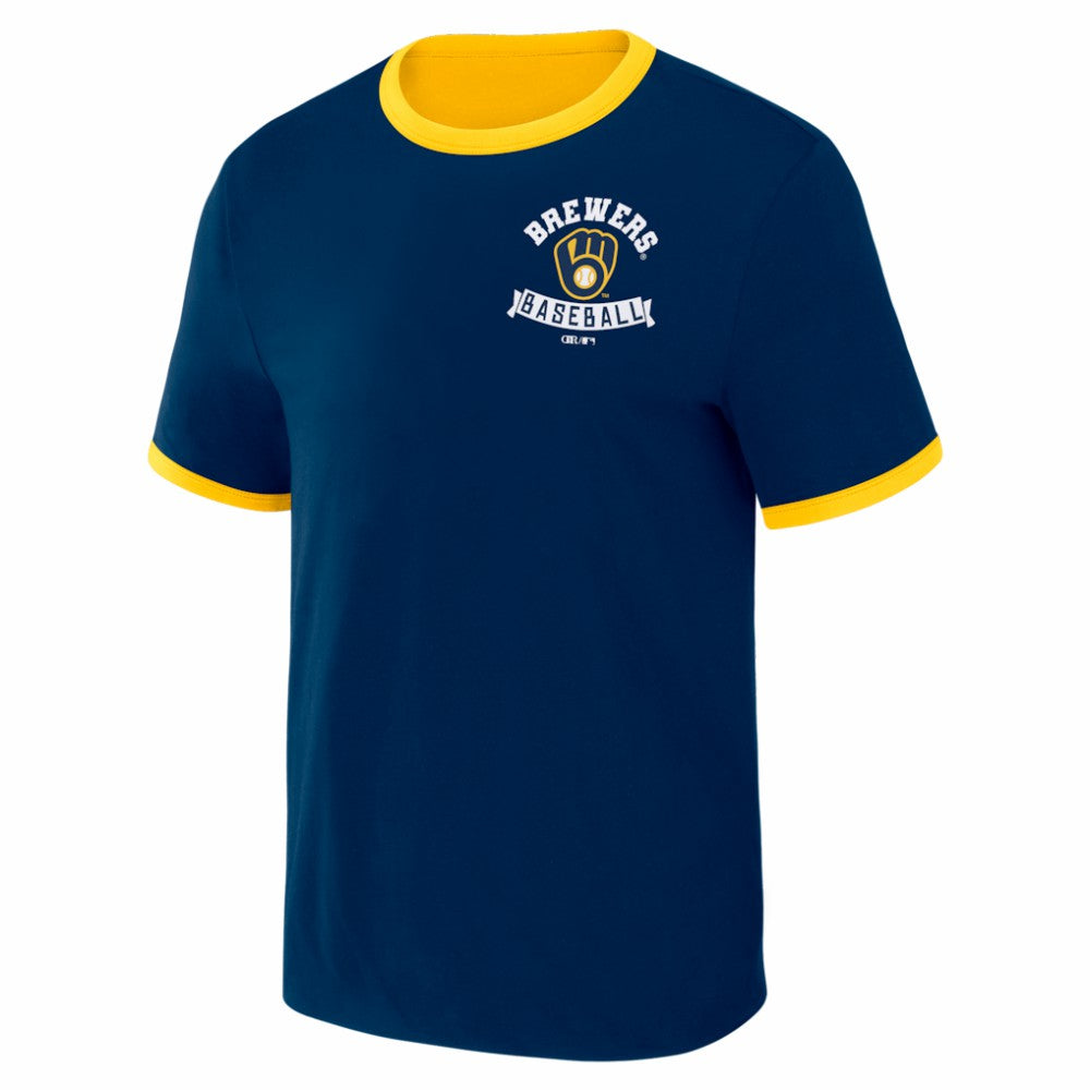Milwaukee Brewers Darius Rucker Collection Two-Way Ringer Reversible T-Shirt - Navy/Gold