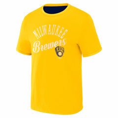 Milwaukee Brewers Darius Rucker Collection Two-Way Ringer Reversible T-Shirt - Navy/Gold