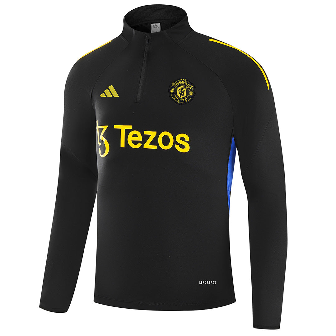 Kids Manchester United 1/4 Zipper Sweat Kit(Top+Pants) Black 2025/26