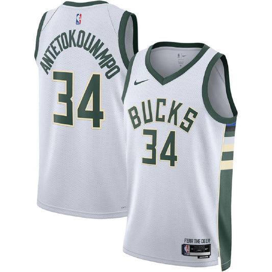 Unisex  Milwaukee Bucks Giannis Antetokounmpo #34 White Swingman Jersey - Association Edition