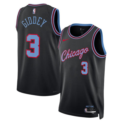 Unisex Chicago Bulls Josh Giddey #3 Black 2025/26 Swingman Jersey - City Edition