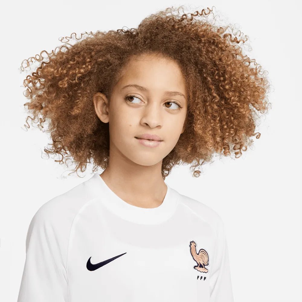 2022-23 France Away Youth Soccer Jersey White-Pink Glaze-Blue | Online