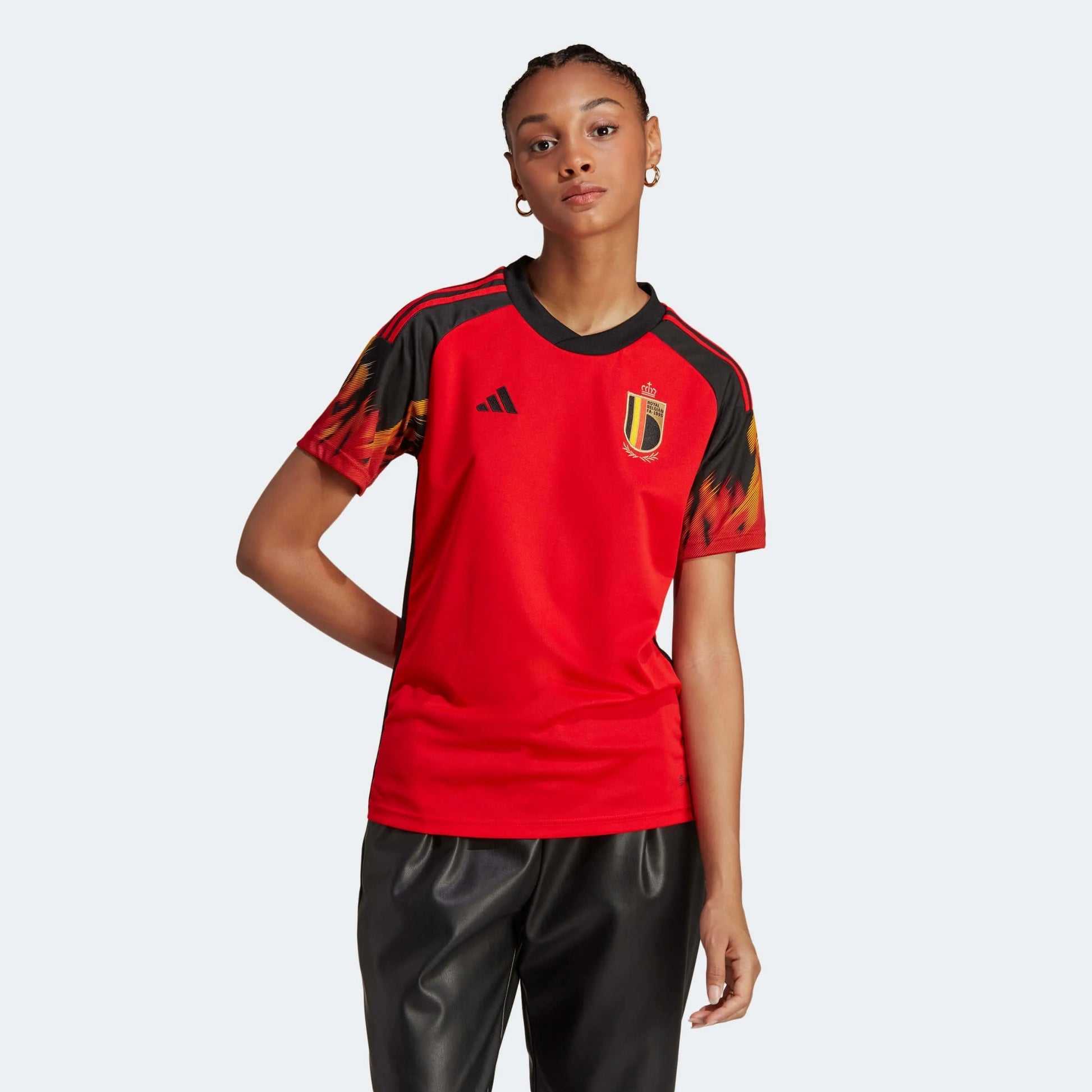 2022-23 Belgium Women's Home Soccer Jersey - Red-Black | Discount