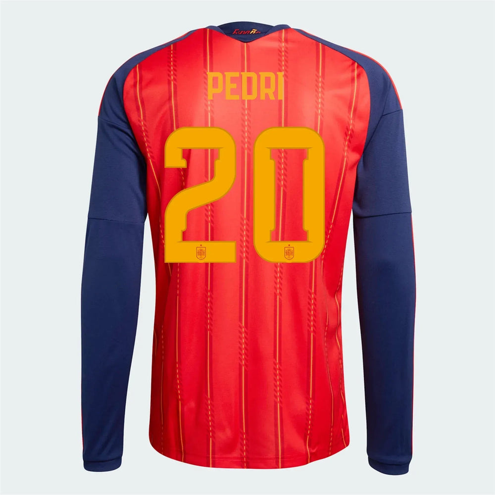 2026 Spain Men's Stadium Home Long-Sleeve Soccer Jersey  | Hot