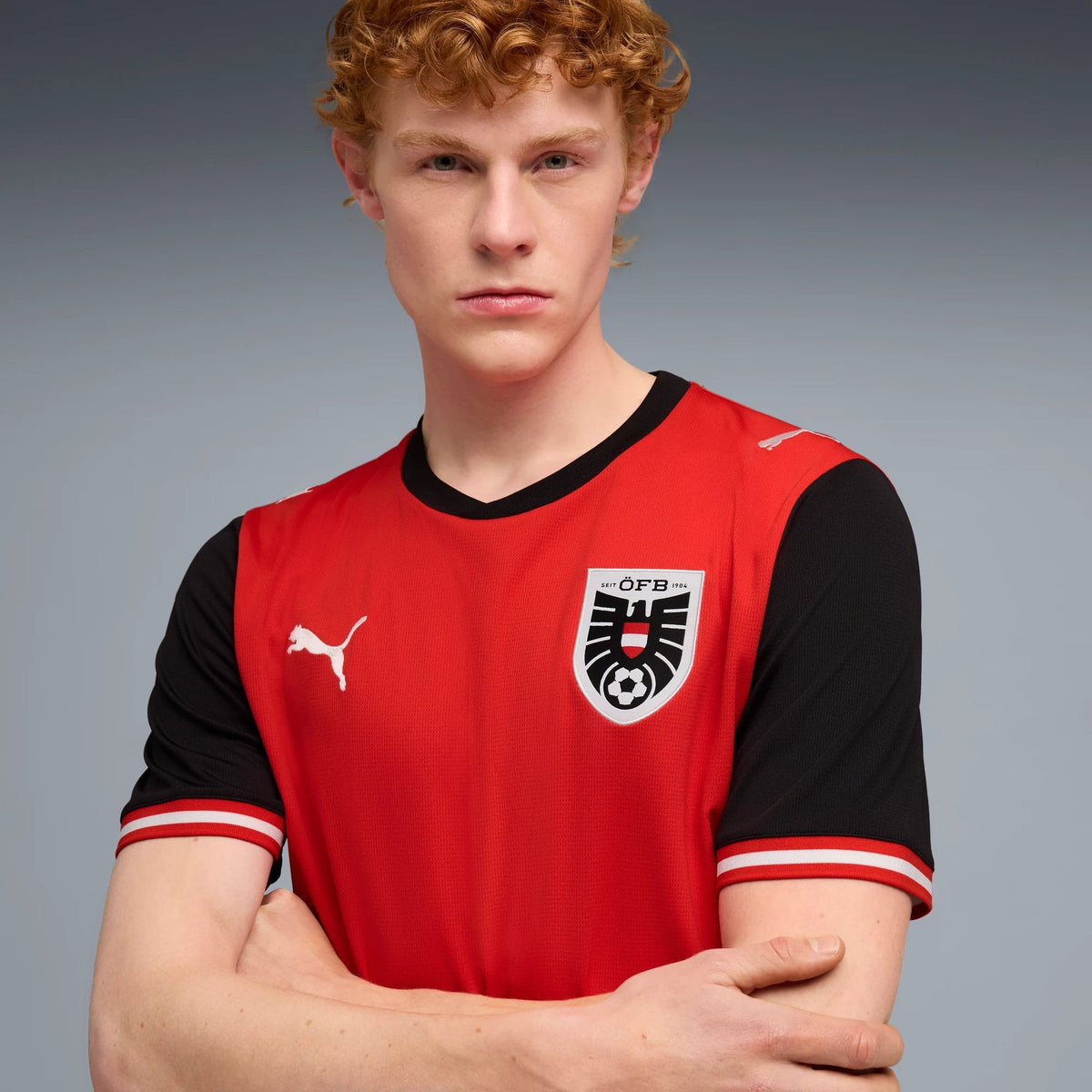 2026 Austria Men's Stadium Home Soccer Jersey Puma Red-Puma Black