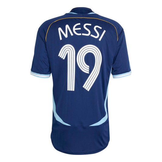 2006 Argentina Men's Retro Stadium Away Messi #19 Soccer Jersey Dark Blue