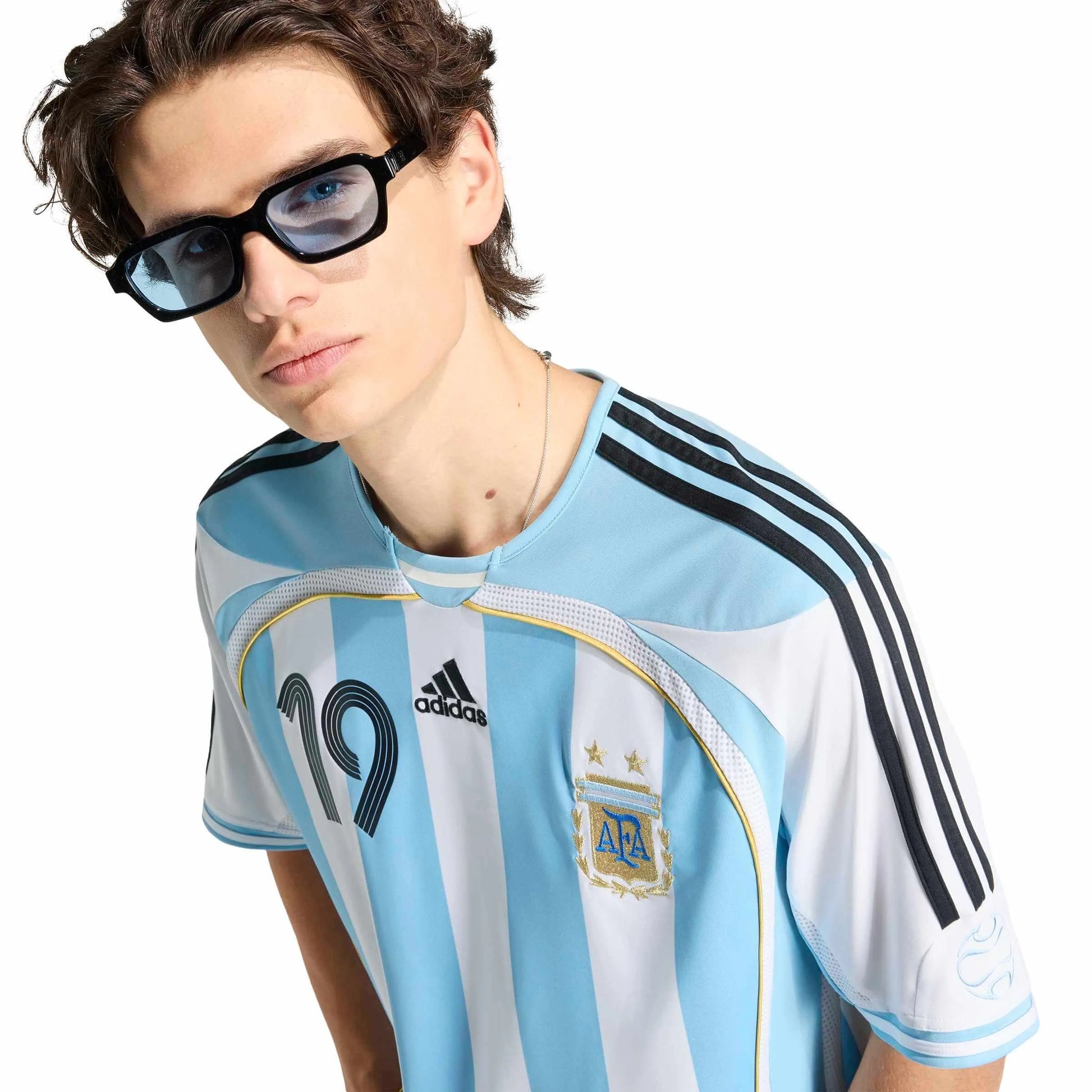 2006 Argentina Men's Retro Stadium Home Messi #19 Soccer Jersey  | Outlet