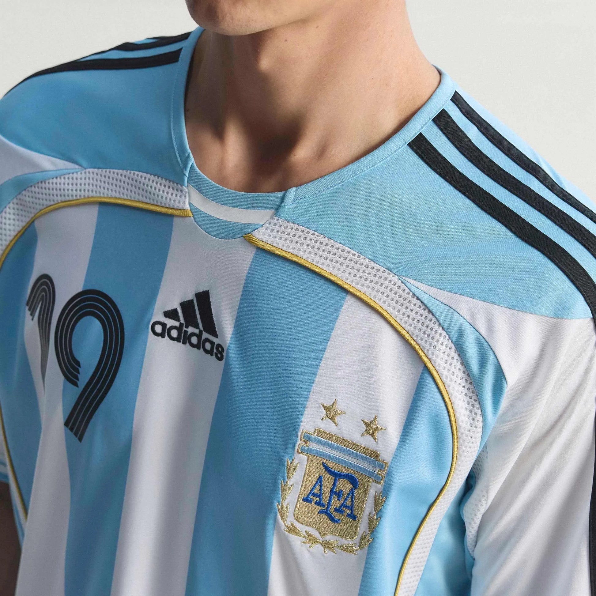 2006 Argentina Men's Retro Stadium Home Messi #19 Soccer Jersey  | Outlet